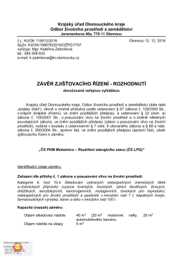 Závěr zjišťovacího řízení