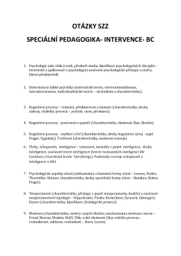 OTÁZKY SZZ SPECIÁLNÍ PEDAGOGIKA- INTERVENCE