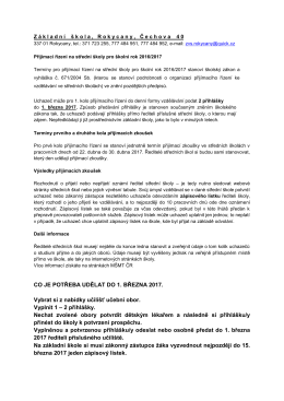 Přij&iacute;mac&iacute; ř&iacute;zen&iacute; 2016/2017