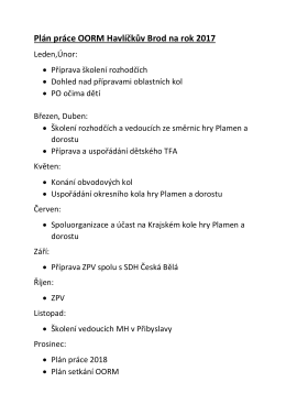 Plán práce OORM Havlíčkův Brod na rok 2017