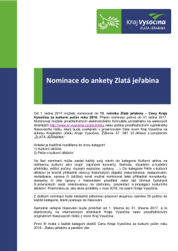 Nominace do ankety Zlat&aacute; jeřabina