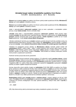 Armáda koupí radary izraelského systému Iron Dome