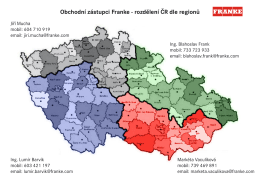 Obchodn&iacute; z&aacute;stupci Franke - rozdělen&iacute; ČR dle regionů