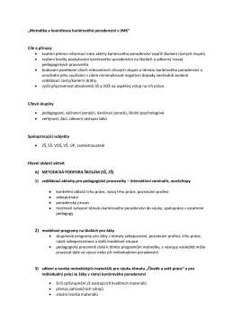 &bdquo;Metodika a koordinace kari&eacute;rov&eacute;ho poradenstv&iacute; v JMK&ldquo; C&iacute;le a