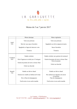 Menus du 5 au 7 janvier 2017