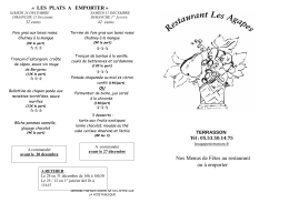 Menus de Fêtes - Restaurant "Les Agapes"