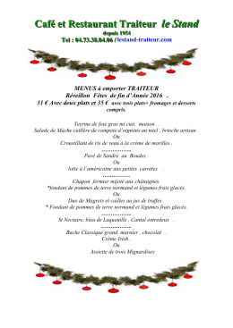 Menu plats à emporter pour les fêtes