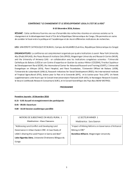 8-10 D&eacute;cembre 2016, Bukavu R&Eacute;SUM&Eacute; : Cette co