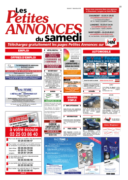 Votre cahier Petites Annonces de ce samedi dernier