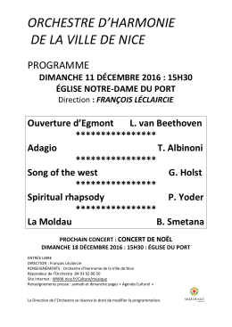 Programme du 11 décembre 2016