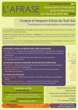 Corpus et langues d`Asie du Sud-Est