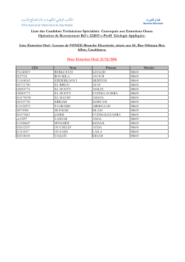 Liste des Candidats Techniciens Sp&eacute;cialis&eacute;s Convoqu&eacute;s aux