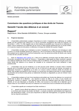 Garantir l`accès des détenus à un avocat Rapport