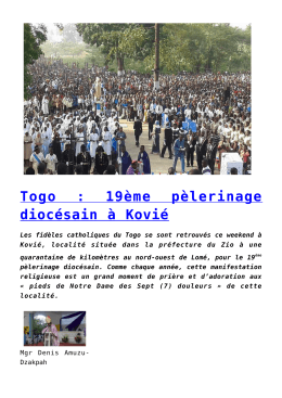 Togo : 19ème pèlerinage diocésain à Kovié