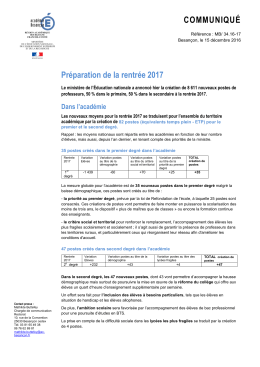 communiqu é - Rectorat de l`académie de Besançon