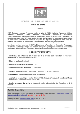 Poste DFIVE - INP Toulouse