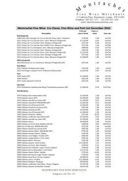 Montrachet Fine Wine Cru Classé, Fine Wine and Port List