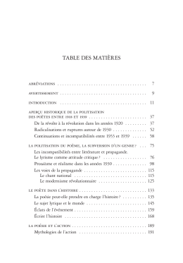 table des matières - Classiques Garnier