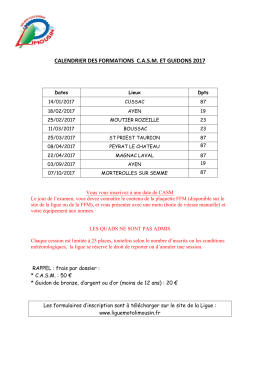 CALENDRIER DES FORMATIONS C.A.S.M. ET GUIDONS 2017