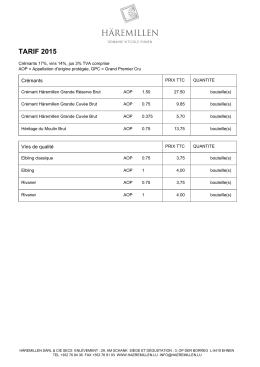 Télécharger en pdf Liste des prix de nos vins et crémants