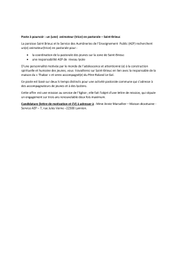 Poste à pourvoir : un (une) animateur (trice) en pastorale – Saint