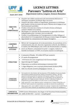 LICENCE LETTRES Parcours LETTRES ET ARTS