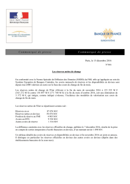 Les r&eacute;serves nettes de change
