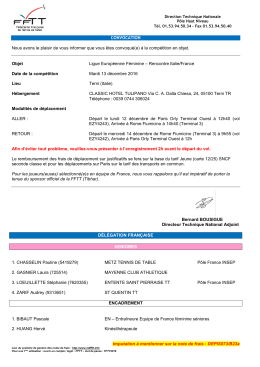 Convocation &agrave; la rencontre de Ligue Europ&eacute;enne F&eacute;minine