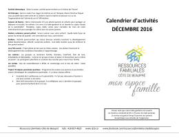 Calendrier d`activit&eacute;s D&Eacute;CEMBRE 2016