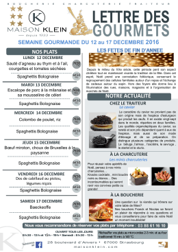 Lettre des gourmets semaine 50