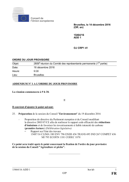 15464/16 ADD 1 ber/ab 1 GIP ADDENDUM Nº 1 A L`ORDRE DU