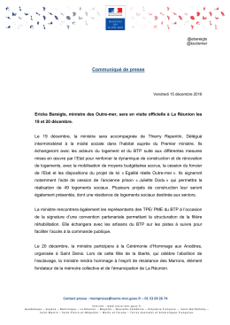 Communiqué de presse - Les Outre-Mer