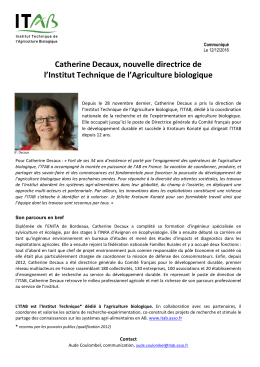 Catherine Decaux, nouvelle directrice de l`Institut Technique