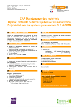 CAP Maintenance des Mat&eacute;riels