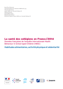 Habitudes alimentaires, activité physique et sédentarité