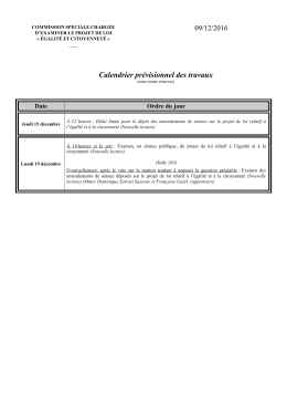 Le calendrier pr&eacute;visionnel