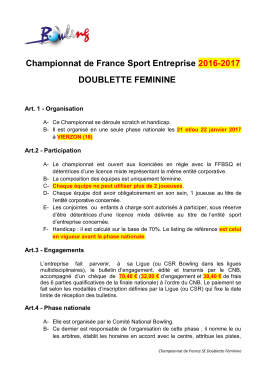 Championnat de France Sport d`Entreprise 2013 Doublette Féminine