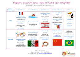 Programme des activités de vos enfants à L`ALSH LE