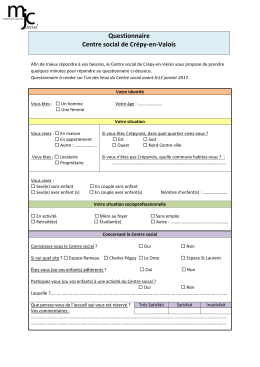 Questionnaire Centre social - MJC Cr&eacute;py-en