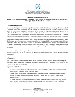 VACANCE DE POSTE VN37/2016 Assistant(e) Administratif (ve)