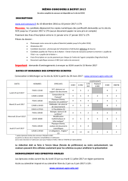 M&Eacute;MO CONCOURS A BCPST 2017 www.scei