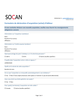 Formulaire d`acquisition