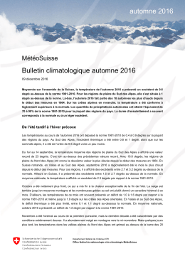 Bulletin climatologique automne 2016 automne 2016