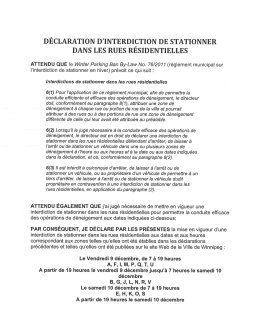 declaration d`interdiction de stationner dans les rues residentielles