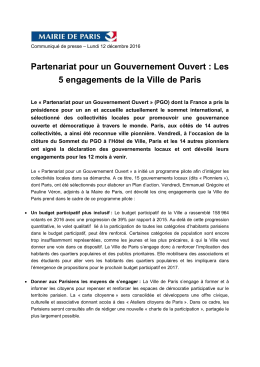 Partenariat pour un Gouvernement Ouvert : Les 5