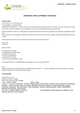 Offre INGENIEUR DEVELLOPPEMENT TECHNIQUE