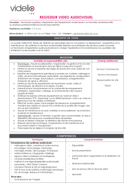 R&eacute;gisseur Audiovisuel Ile-de-France