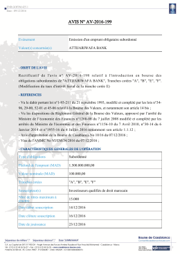 AVIS N&deg; AV-2016-199 - Bourse de Casablanca