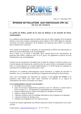 ÉPISODE DE POLLUTION AUX PARTICULES (PM 10) EN ÎLE