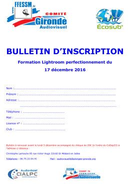 bulletin d`inscription formation Lightroom perfectionnement 17